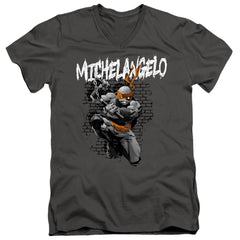 Teenage Mutant Ninja Turtles Tmnt Michelangelo Men's 30/1 Cotton Slim V-Neck T-Shirt