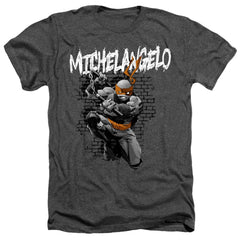 Teenage Mutant Ninja Turtles Tmnt Michelangelo Men's 30/1 Heather 60 40 Poly Short-Sleeve T-Shirt