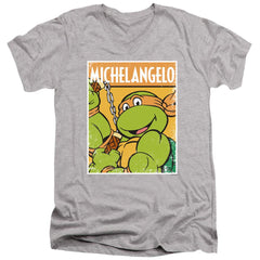 Teenage Mutant Ninja Turtles Tmnt Mikey Men's 30/1 Cotton Slim V-Neck T-Shirt
