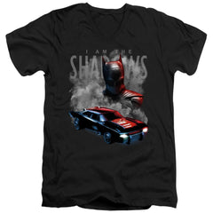 The Batman (2022) Batman And Batmobile Men's 30/1 Cotton Slim V-Neck T