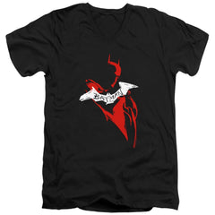 The Batman Hand Drawn Silhouette Men's 30/1 Cotton Slim V-Neck T