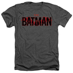 The Batman Logo With Red Bat Men's 30/1 Heather 60 40 Poly SS T