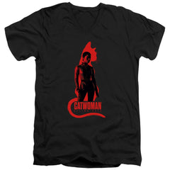 The Batman Selina Kyle Cat Silhouette Men's 30/1 Cotton Slim V-Neck T