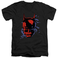 The Batman Shadowed Headshot Men's 30/1 Cotton Slim V-Neck T