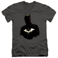 The Batman Silhouette With Riddler Logo Men's 30/1 Cotton Slim V-Neck T
