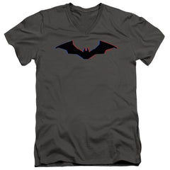 The Batman Tri-Color Bat Silhouette Men's 30/1 Cotton Slim V-Neck T