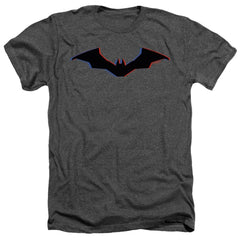 The Batman Tri-Color Bat Silhouette Men's 30/1 Heather 60 40 Poly SS T