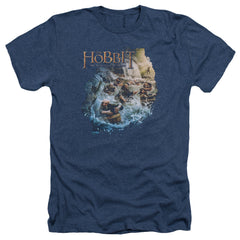 The Hobbit Barreling Down Men's 30/1 Heather 60 40 Poly Short-Sleeve T-Shirt