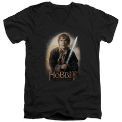 The Hobbit Bilbo And Sting Men's 30/1 Cotton Slim V-Neck T-Shirt
