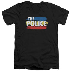 The Police Three Stripes Logo Men's 30/1 Cotton Slim V-Neck T-Shirt