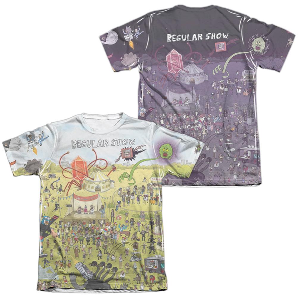 The Regular Show Group Shot (Front/Back Print) Men's Regular Fit Poly Cotton Short-Sleeve T-Shirt