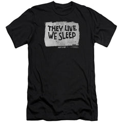 They Live We Sleep Men's Ultra-Soft 30/1 Cotton Slim Short-Sleeve T-Shirt