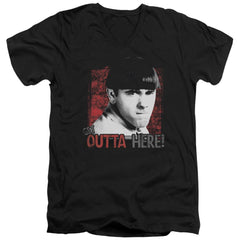 Three Stooges Get Outta Here Men's 30/1 Cotton Slim V-Neck T-Shirt