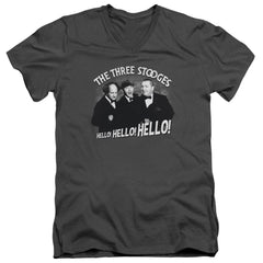 Three Stooges Hello Again Men's 30/1 Cotton Slim V-Neck T-Shirt