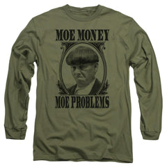 Three Stooges Moe Money Men's 18/1 Cotton Long-Sleeve T-Shirt