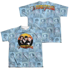Three Stooges Portraits (Front/Back Print) Youth Regular Fit Poly Short-Sleeve T-Shirt
