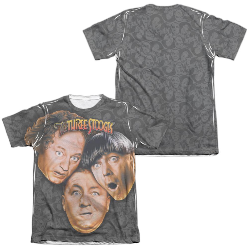 Three Stooges Stooges All Over Men's Regular Fit Poly Cotton Short-Sleeve T-Shirt