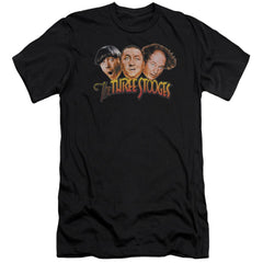 Three Stooges Three Head Logo Men's Ultra-Soft 30/1 Cotton Slim Short-Sleeve T-Shirt
