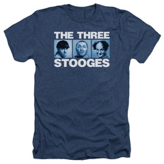 Three Stooges Three Squares Men's 30/1 Heather 60 40 Poly Short-Sleeve T-Shirt