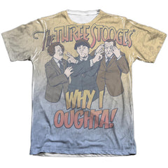 Three Stooges Why I Oughta Men's Regular Fit Poly Cotton Short-Sleeve T-Shirt