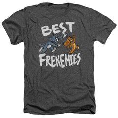 Tom And Jerry Movie Best Frenemies Men's 30/1 Heather 60 40 Poly Short-Sleeve T-Shirt