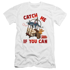 Tom And Jerry Movie Catch Me If You Can Men's Ultra-Soft 30/1 Cotton Slim Short-Sleeve T-Shirt