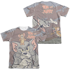 Tom And Jerry Up To No Good (Front/Back Print) Men's Regular Fit Poly Cotton Short-Sleeve T-Shirt