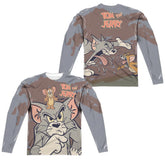 Tom And Jerry Up To No Good (Front/Back Print) Men's Regular Fit Polyester Long-Sleeve T-Shirt