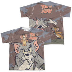 Tom And Jerry Up To No Good (Front/Back Print) Youth Regular Fit Poly Short-Sleeve T-Shirt