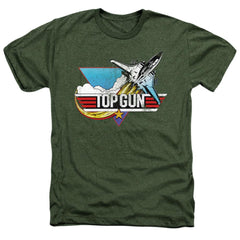 Top Gun Distressed Logo Men's 30/1 Heather 60 40 Poly Short-Sleeve T-Shirt