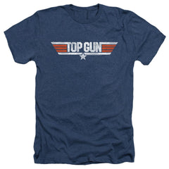 Top Gun Distressed Logo Men's 30/1 Heather 60 40 Poly Short-Sleeve T-Shirt