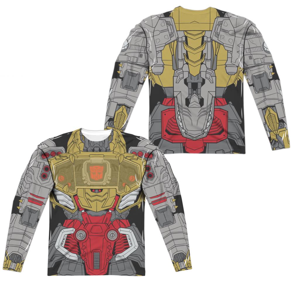 Transformers Grimlock Costume (Front/Back Print) Men's Regular Fit Polyester Long-Sleeve T-Shirt