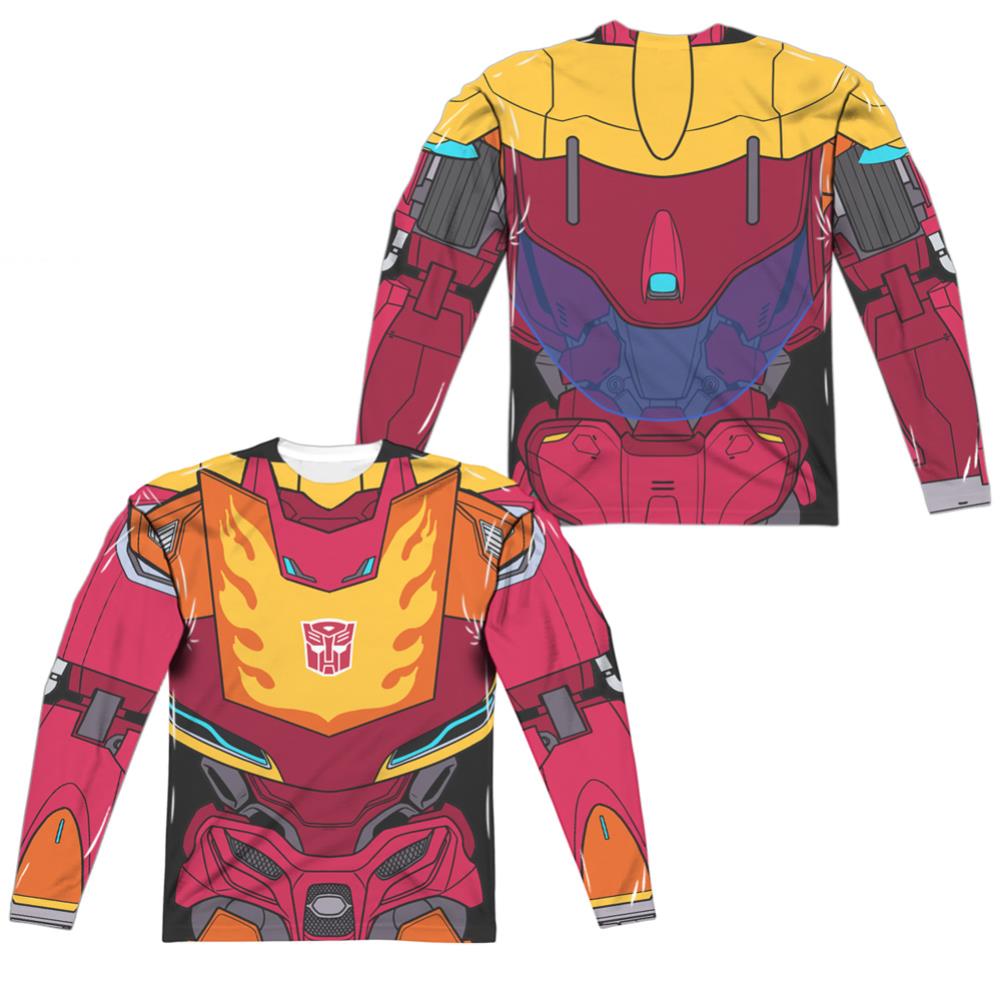 Transformers Hot Rod Costume (Front/Back Print) Men's Regular Fit Polyester Long-Sleeve T-Shirt
