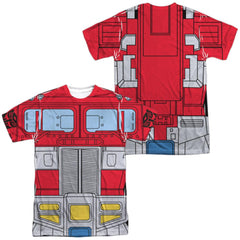 Transformers Optimus Prime Costume (Front/Back Print) Men's Regular Fit Polyester Short-Sleeve T-Shirt
