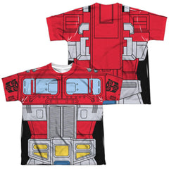 Transformers Optimus Prime Costume (Front/Back Print) Youth Regular Fit Poly Short-Sleeve T-Shirt