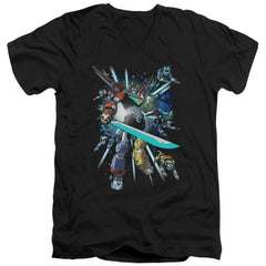 Voltron Lions Share Men's 30/1 Cotton Slim V-Neck T-Shirt