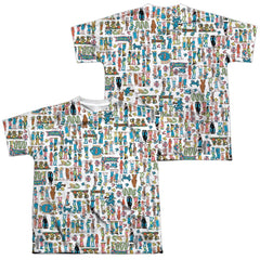 Where's Waldo Figures (Front/Back Print) Youth Regular Fit Poly Short-Sleeve T-Shirt
