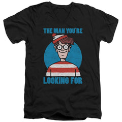 Where's Waldo Looking For Me Men's 30/1 Cotton Slim V-Neck T-Shirt
