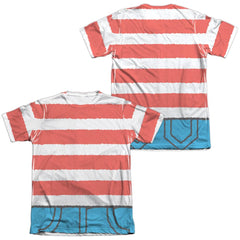Where's Waldo Waldo Costume (Front/Back Print) Men's Regular Fit Poly Cotton Short-Sleeve T-Shirt