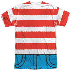 Where's Waldo Waldo Costume Men's Regular Fit Polyester Short-Sleeve T-Shirt