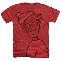 Where's Waldo Walk In Toyland Men's 30/1 Cotton Poly SS Heather T