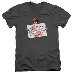 Where's Waldo Witness Protection Men's 30/1 Cotton Slim V-Neck T-Shirt