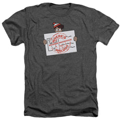 Where's Waldo Witness Protection Men's 30/1 Heather 60 40 Poly Short-Sleeve T-Shirt