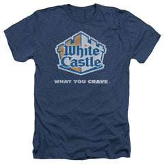 White Castle Distressed Logo Men's 30/1 Heather 60 40 Poly Short-Sleeve T-Shirt