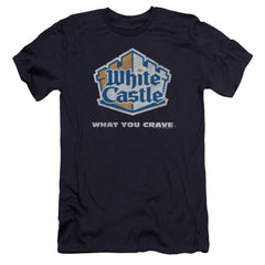 White Castle Distressed Logo Men's Ultra-Soft 30/1 Cotton Slim Short-Sleeve T-Shirt