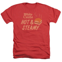 White Castle Hot & Steamy Men's 30/1 Heather 60 40 Poly Short-Sleeve T-Shirt