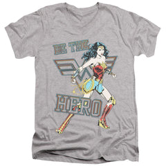 Wonder Woman 1984 Be The Hero Men's 30/1 Cotton Slim V-Neck T-Shirt