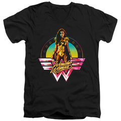 Wonder Woman 1984 Color Pop Men's 30/1 Cotton Slim V-Neck T-Shirt