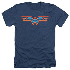 Wonder Woman 1984 Neon Beat Men's 30/1 Heather 60 40 Poly Short-Sleeve T-Shirt