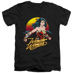 Wonder Woman 1984 Skyline Men's 30/1 Cotton Slim V-Neck T-Shirt
